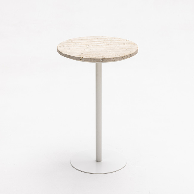 Rito - Table d'appoint en métal et travertin ø35cm H56