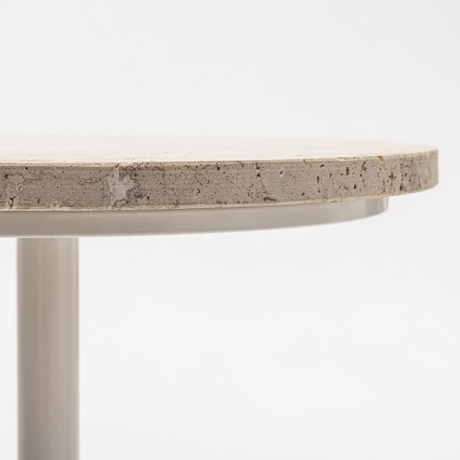 Rito - Table d'appoint en métal et travertin ø35cm H56