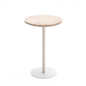 Rito - Table d'appoint en métal et travertin ø35cm H56