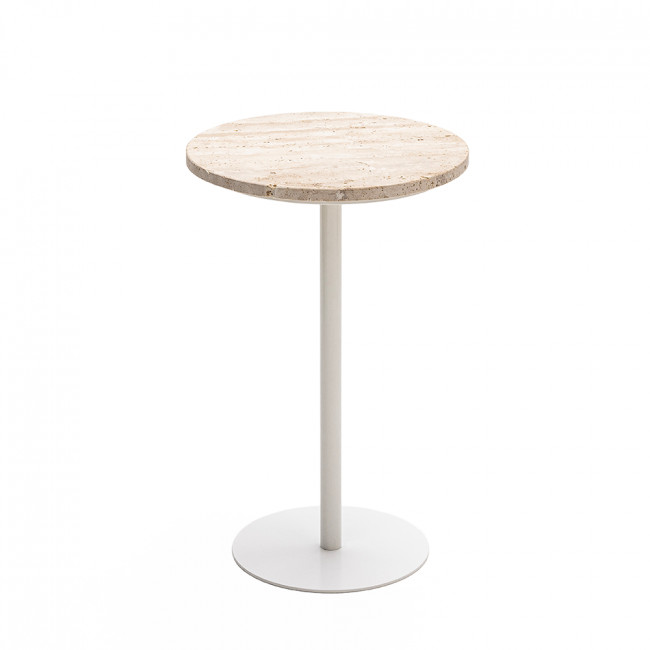 Rito - Table d'appoint en métal et travertin ø35cm H56