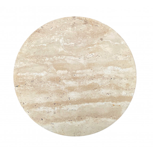 Rito - Table d'appoint en métal et travertin ø35cm H56