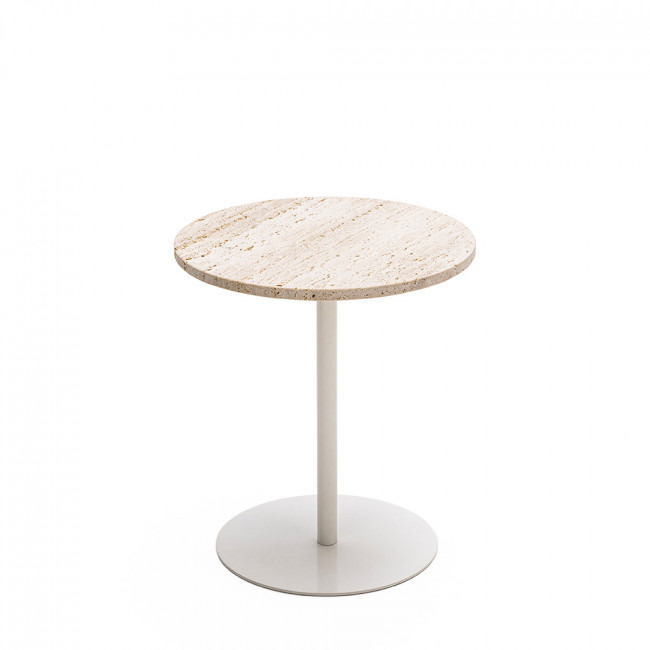 Rito - Table d'appoint en métal et travertin ø40cm H45