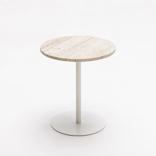 Rito - Table d'appoint en métal et travertin ø40cm H45