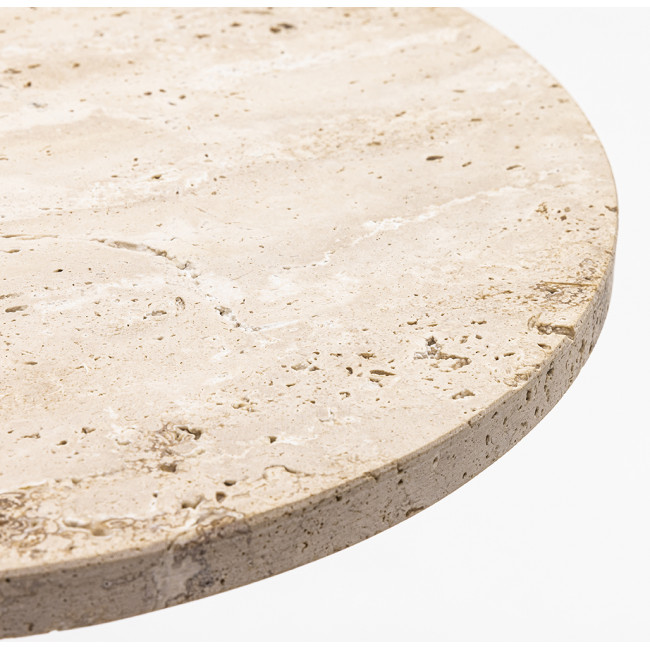 Rito - Table d'appoint en métal et travertin ø40cm H45