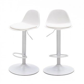 Tebar - Lot de 2 chaises de bar réglables en simili et métal H61-83cm