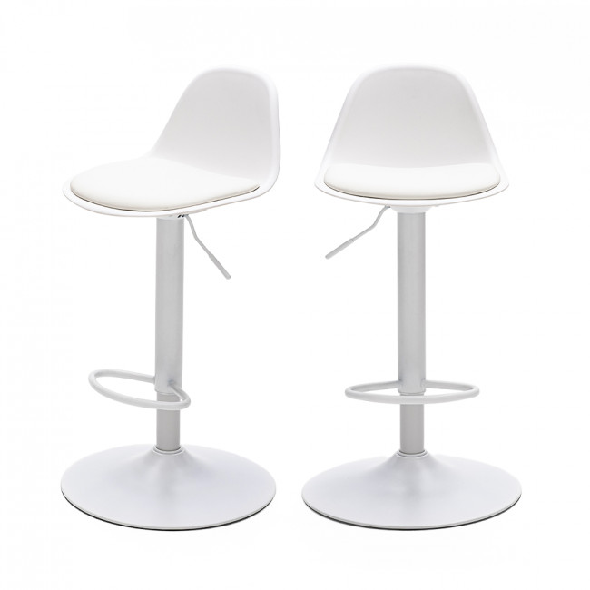 Tebar - Lot de 2 chaises de bar réglables en simili et métal H61-83cm