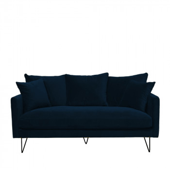 Villabon - Canapé en velours 3 places pieds noirs