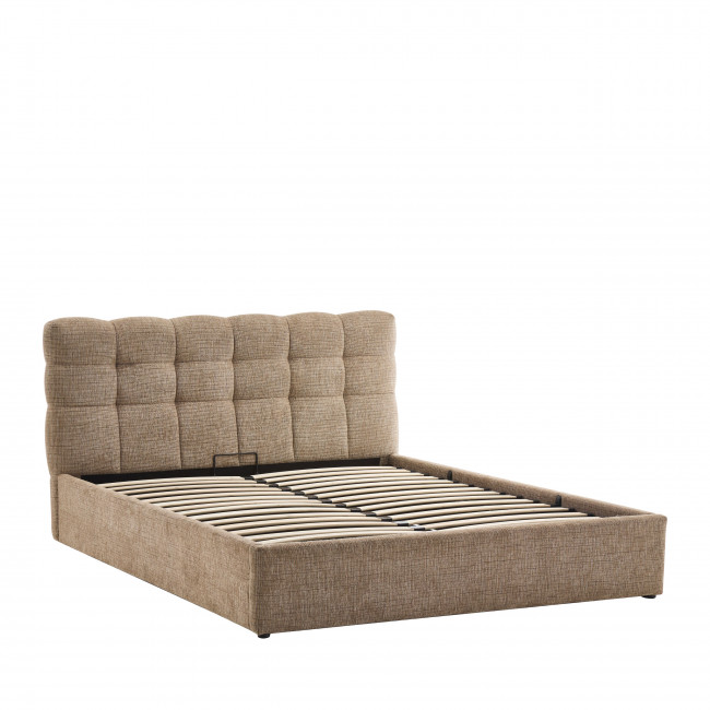 Acara - Lit coffre matelassé en tissu 160x200cm