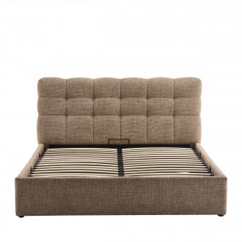 Acara - Lit coffre matelassé en tissu 160x200cm