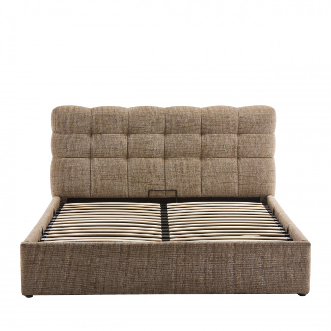 Acara - Lit coffre matelassé en tissu 160x200cm