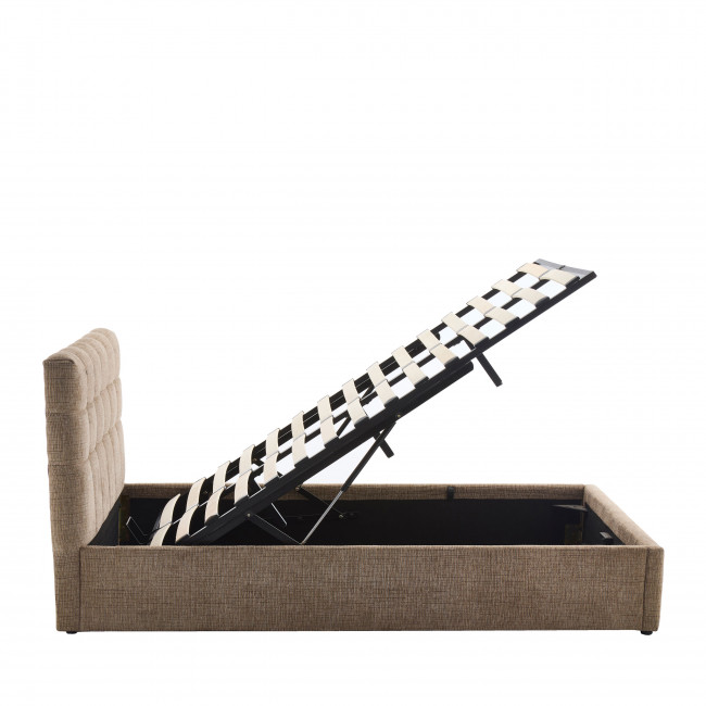 Acara - Lit coffre matelassé en tissu 160x200cm