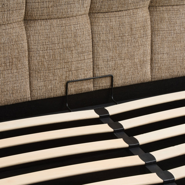 Acara - Lit coffre matelassé en tissu 160x200cm