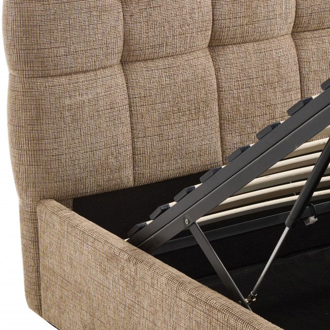 Acara - Lit coffre matelassé en tissu 160x200cm