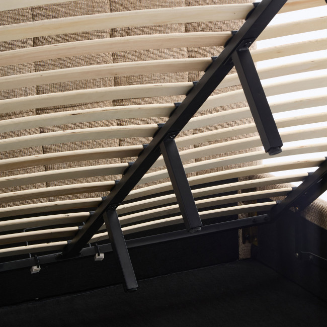 Acara - Lit coffre matelassé en tissu 160x200cm