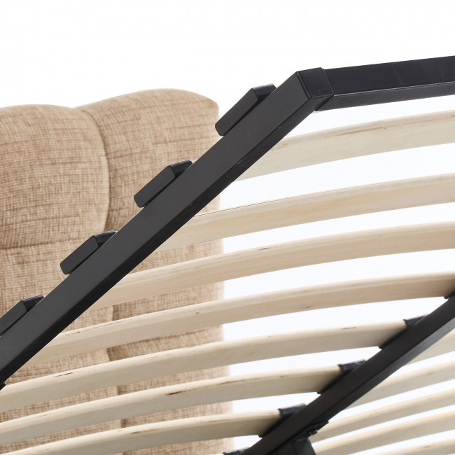 Acara - Lit coffre matelassé en tissu 160x200cm