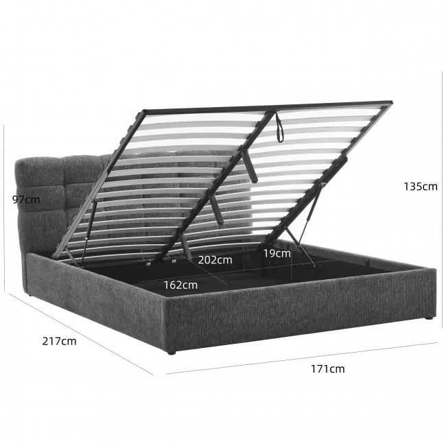 Acara - Lit coffre matelassé en tissu 160x200cm