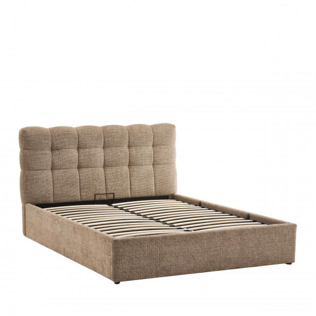 Acara - Lit coffre matelassé en tissu 140x190cm