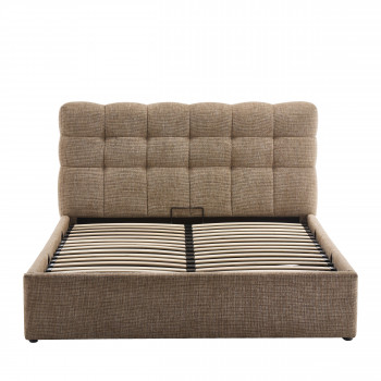 Acara - Lit coffre matelassé en tissu 140x190cm
