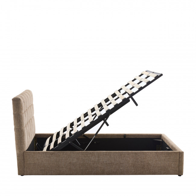 Acara - Lit coffre matelassé en tissu 140x190cm