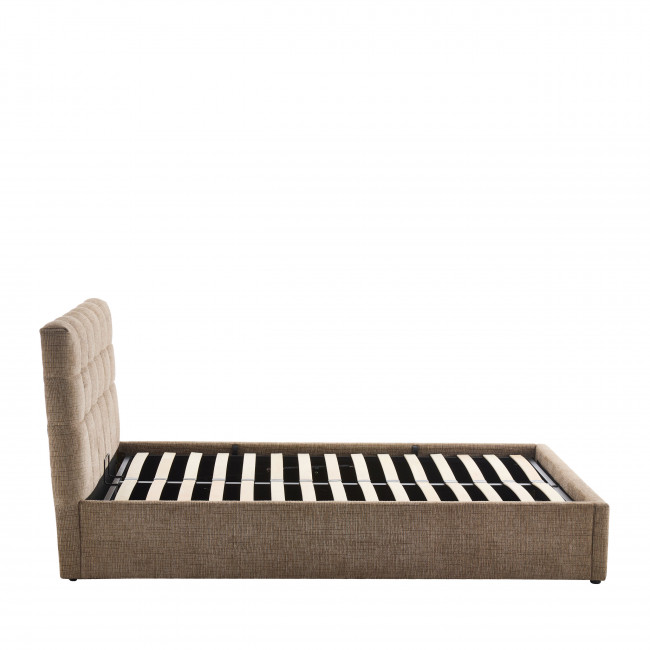 Acara - Lit coffre matelassé en tissu 140x190cm