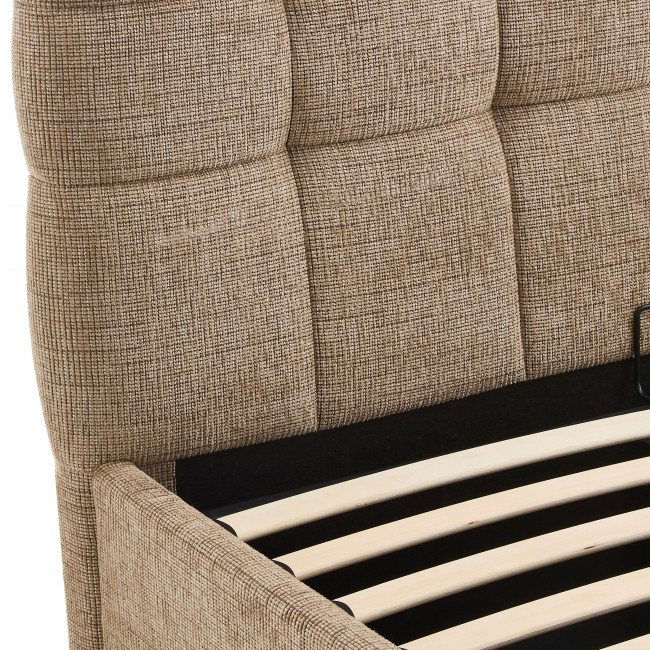 Acara - Lit coffre matelassé en tissu 140x190cm