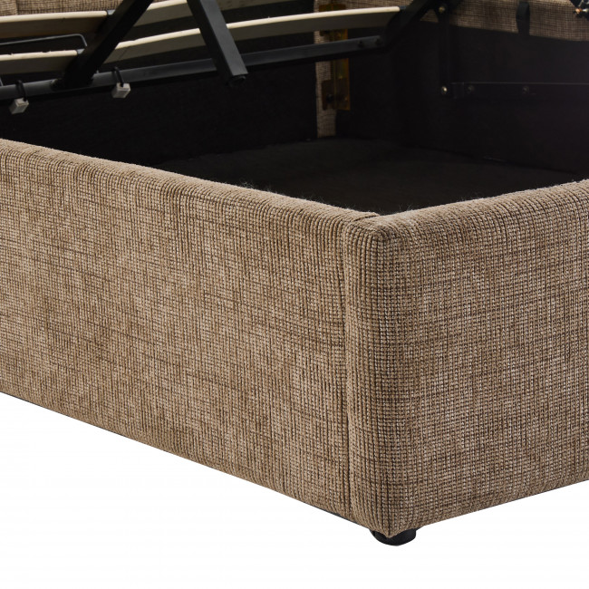 Acara - Lit coffre matelassé en tissu 140x190cm