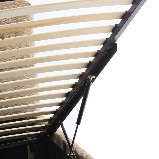 Acara - Lit coffre matelassé en tissu 140x190cm