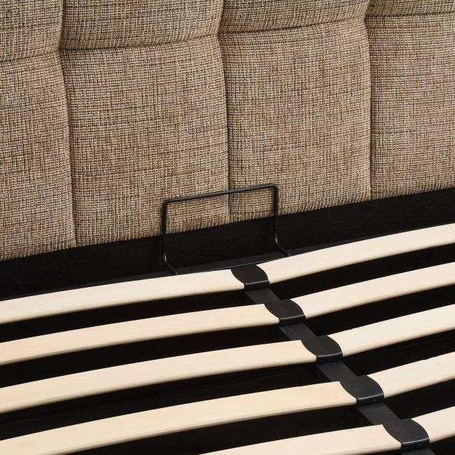 Acara - Lit coffre matelassé en tissu 140x190cm