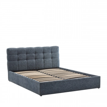 Acara - Lit coffre matelassé en tissu 140x190cm