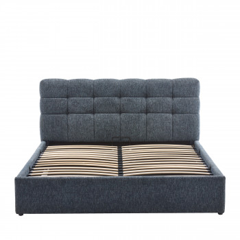 Acara - Lit coffre matelassé en tissu 140x190cm