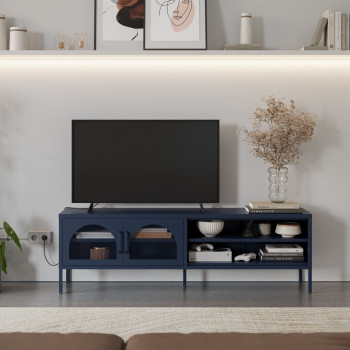 Zio - Meuble TV 2 portes en métal L160cm