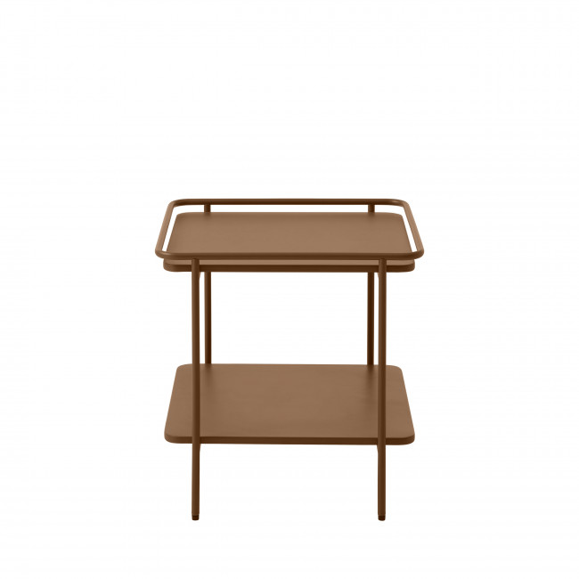 Saranda - Table d'appoint carrée 2 plateaux en métal 45x45cm