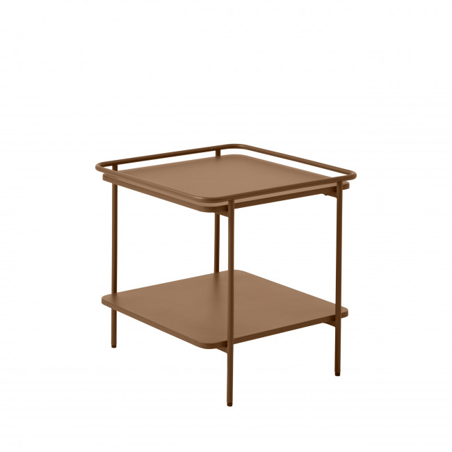 Saranda - Table d'appoint carrée 2 plateaux en métal 45x45cm