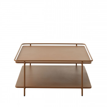 Saranda - Table basse carrée 2 plateaux en métal 75x75cm