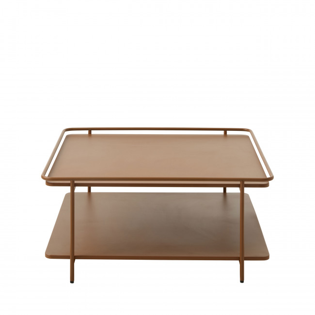 Saranda - Table basse carrée 2 plateaux en métal 75x75cm