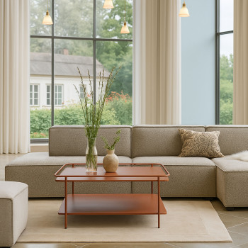 Saranda - Table basse carrée 2 plateaux en métal 75x75cm