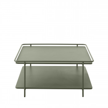 Saranda - Table basse carrée 2 plateaux en métal 75x75cm