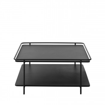Saranda - Table basse carrée 2 plateaux en métal 75x75cm