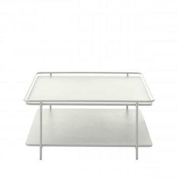 Saranda - Table basse carrée 2 plateaux en métal 75x75cm