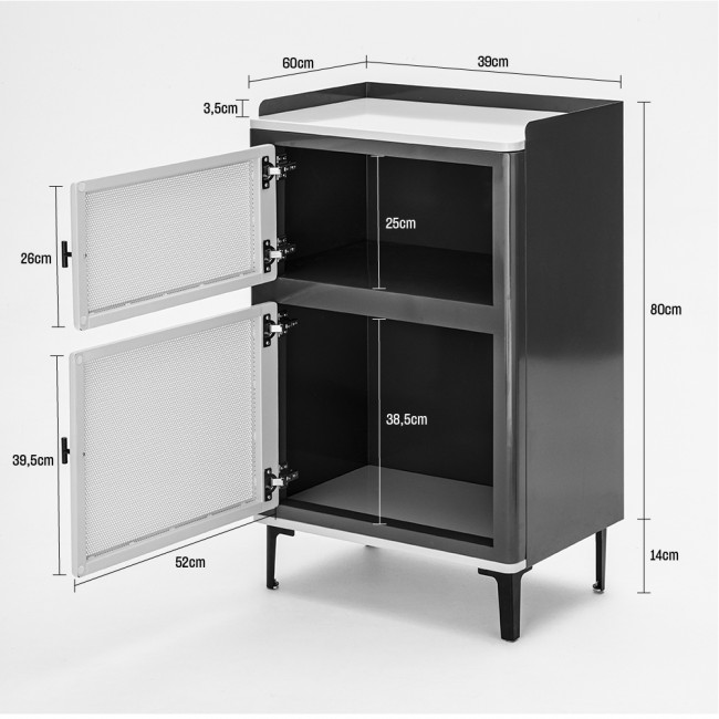 Vintagio - Petit meuble de rangement 2 portes en métal H94cm