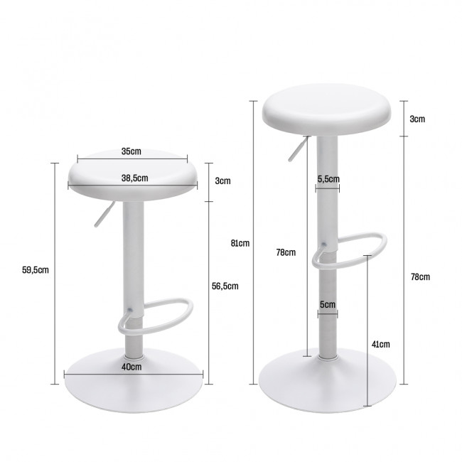 Pop - Tabouret de bar réglable en métal H60-81cm