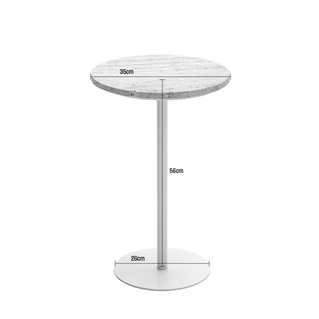 Rito - Table d'appoint en métal et travertin ø35cm H56