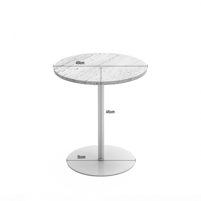 Rito - Table d'appoint en métal et travertin ø40cm H45