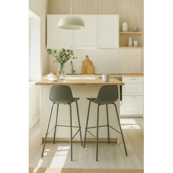 Hel - Lot de 2 chaises de bar en plastique et métal H67,5cm