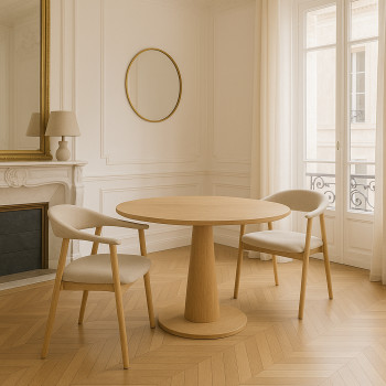 Anabate - Lot de 2 fauteuils de table en tissu et bois