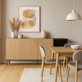 Austin - Buffet 4 portes en bois et métal L180cm