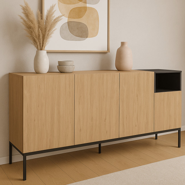 Austin - Buffet 4 portes en bois et métal L180cm