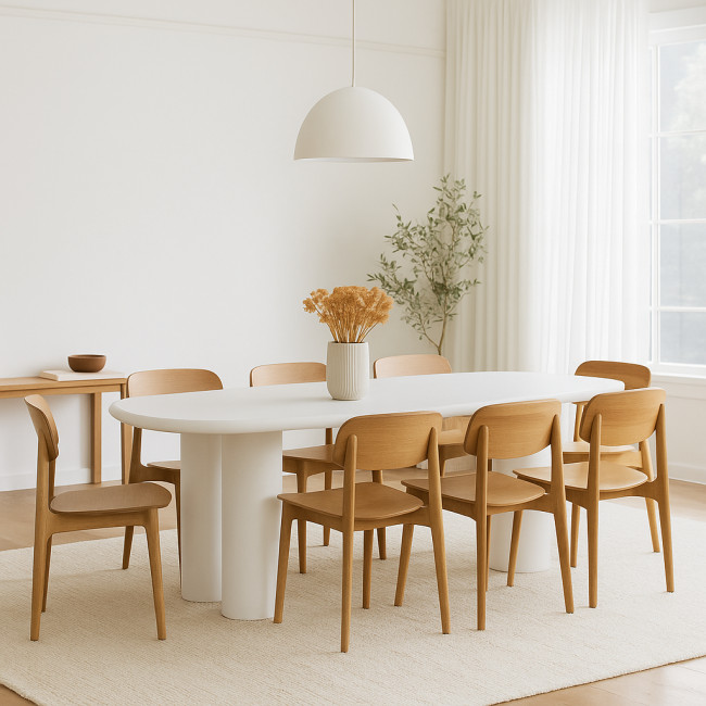 Rhodes - Table à manger organique 6 personnes en fibre de ciment