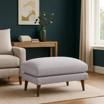 Villabon - Pouf en tissu pieds bois foncé