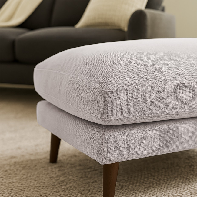 Villabon - Pouf en tissu pieds bois foncé